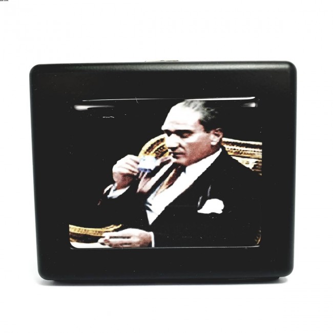 DEGRADE Atatürk 2 Figürlü Metal Sigara Tabakası Kutusu